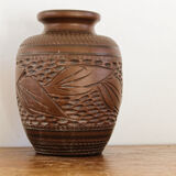 Carved terracotta vase, signed