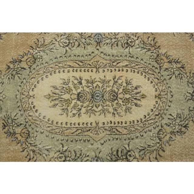 1970s vintage Turkish Oushak handmade wool cotton orange area rug 209x310
