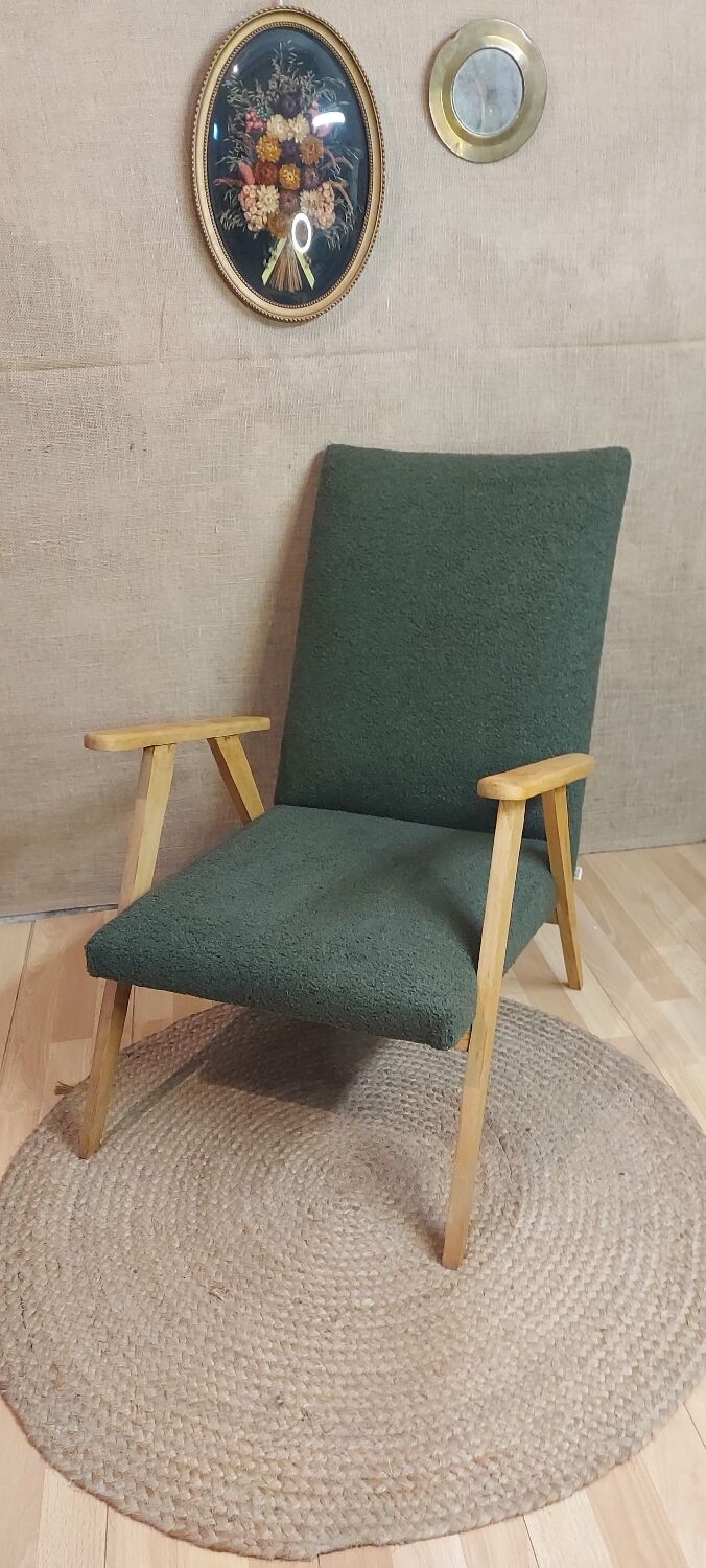 Scandinavian armchair with compass legs