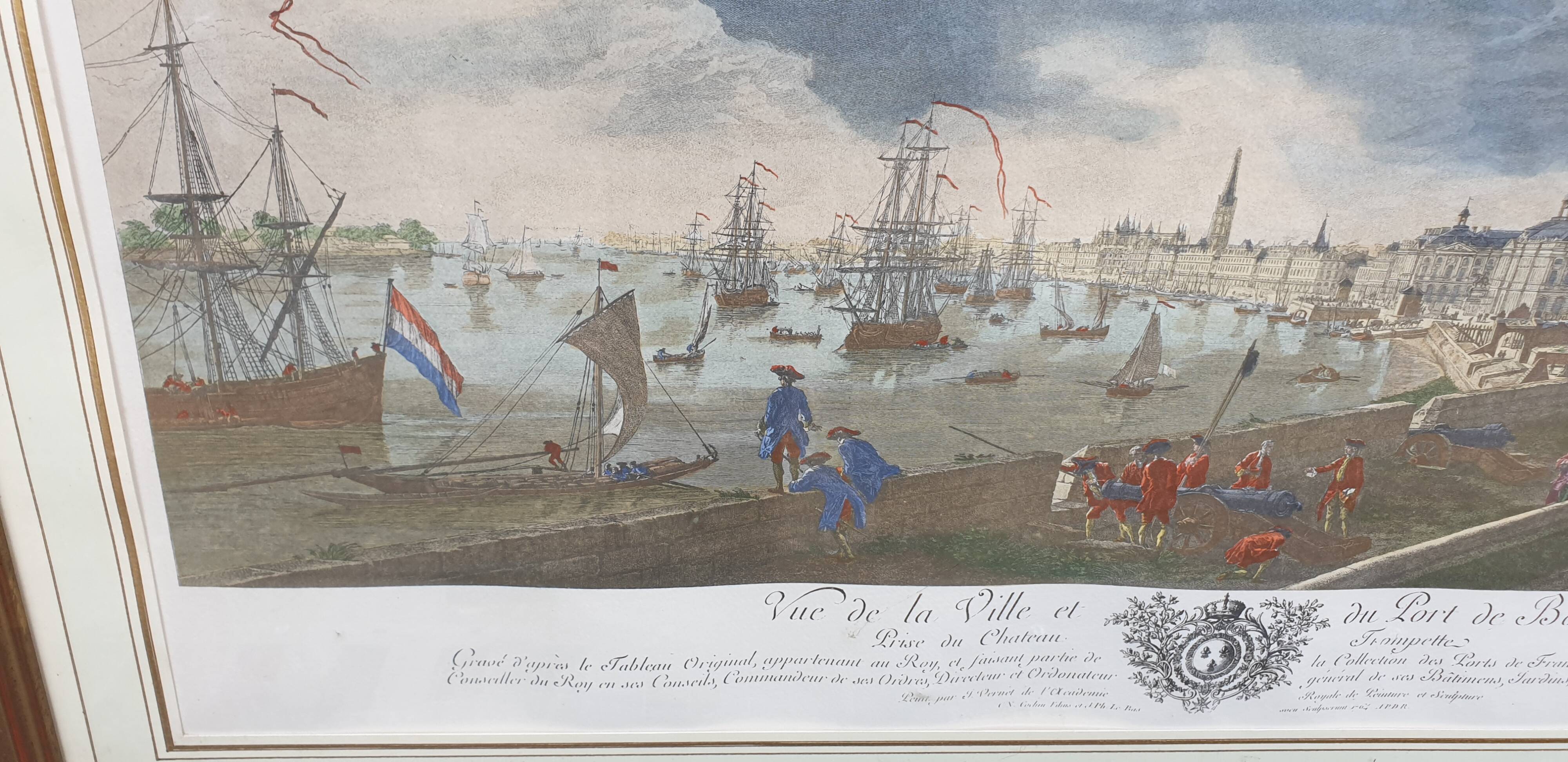 Framed engraving port of Bordeaux