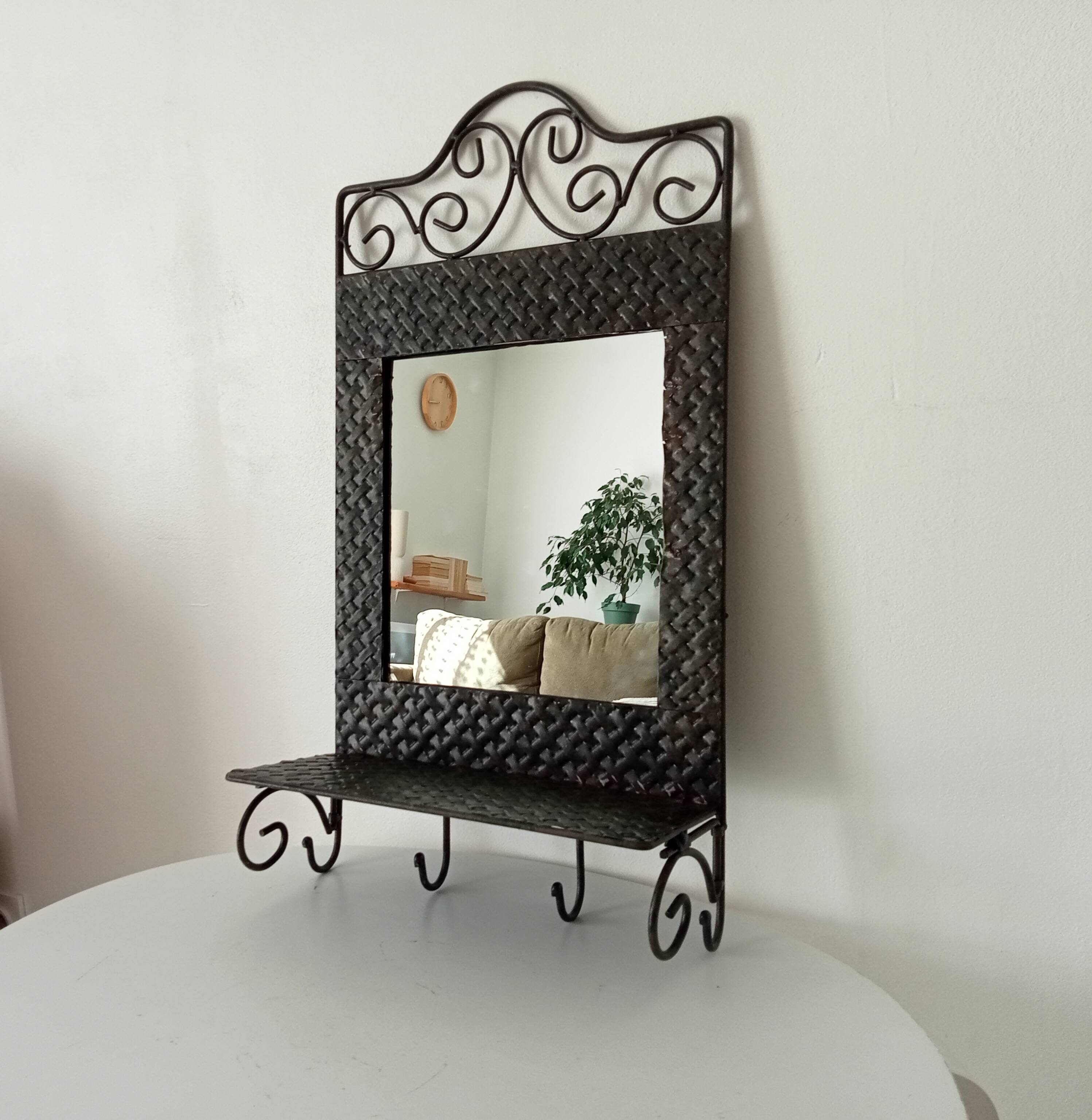 Vintage wrought iron tablet mirror