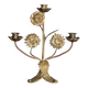 Candélabre 3 bougies en laiton à décor de fleurs