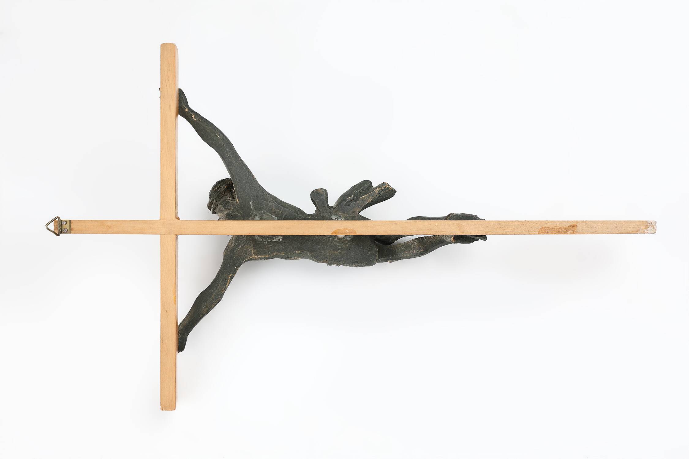 Antique realistic wooden crucifix, France ca. 1850