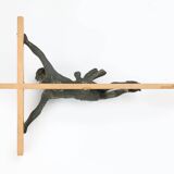 Antique realistic wooden crucifix, France ca. 1850