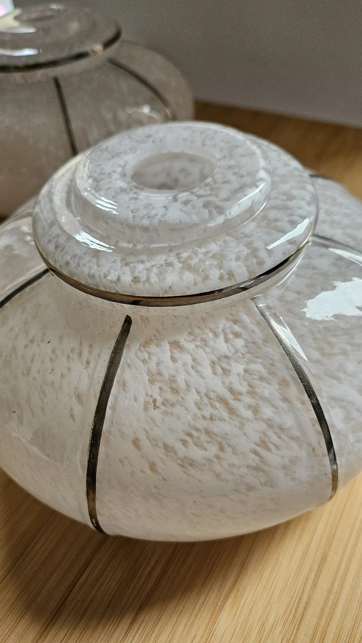 Pair of vintage speckled/marbled glass lamp globes Art Deco