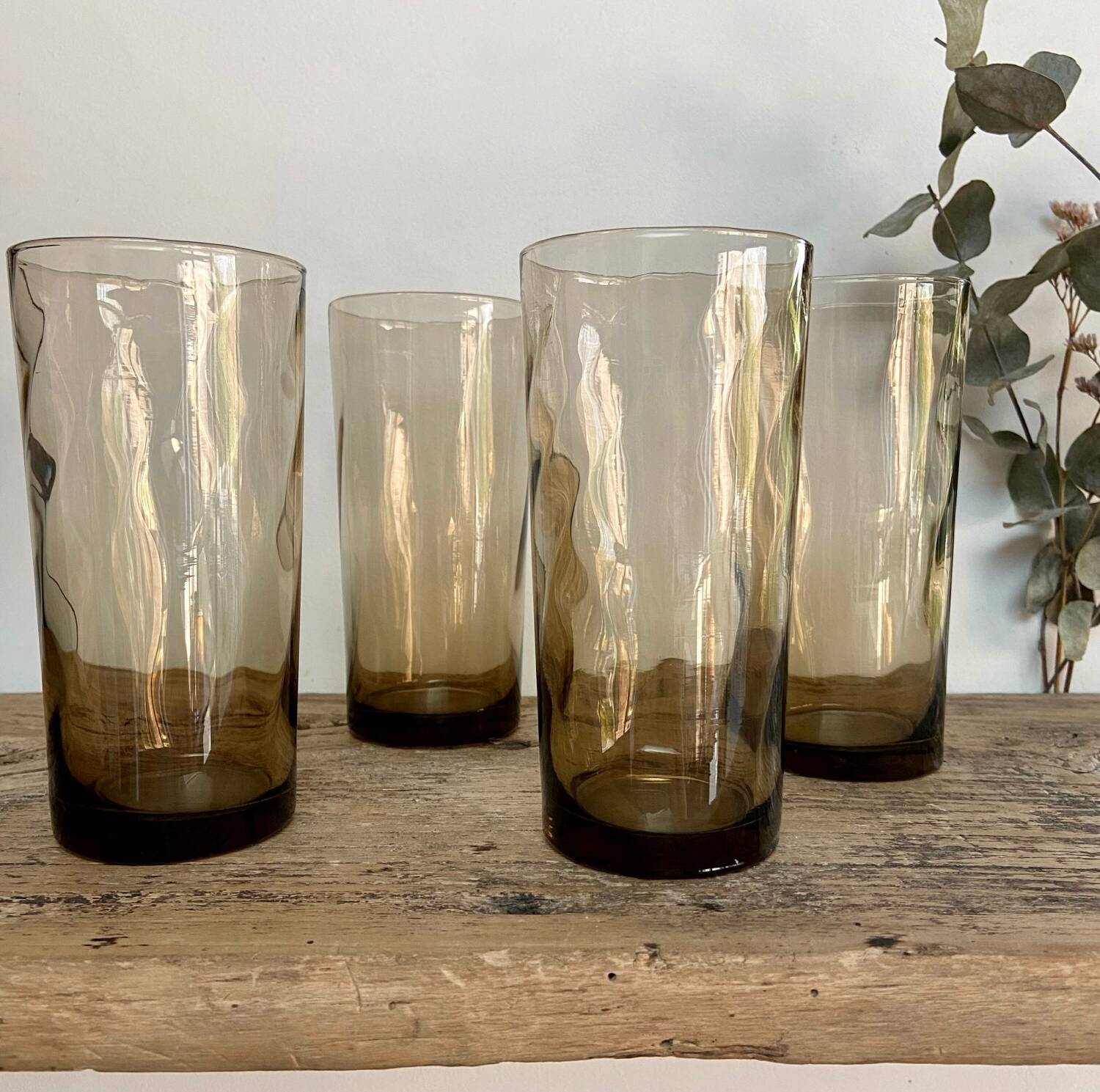 4 twisted smoked glasses