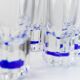 6 vintage drinking glasses from Italy from the 1980s - Set of transparent royal blue water glasses - Mid-Century design