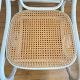 Rocking Chair THONET époque fin XIXe en bois courbé cérusé grège