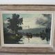 Oil on wood painting signed and framed: river boat