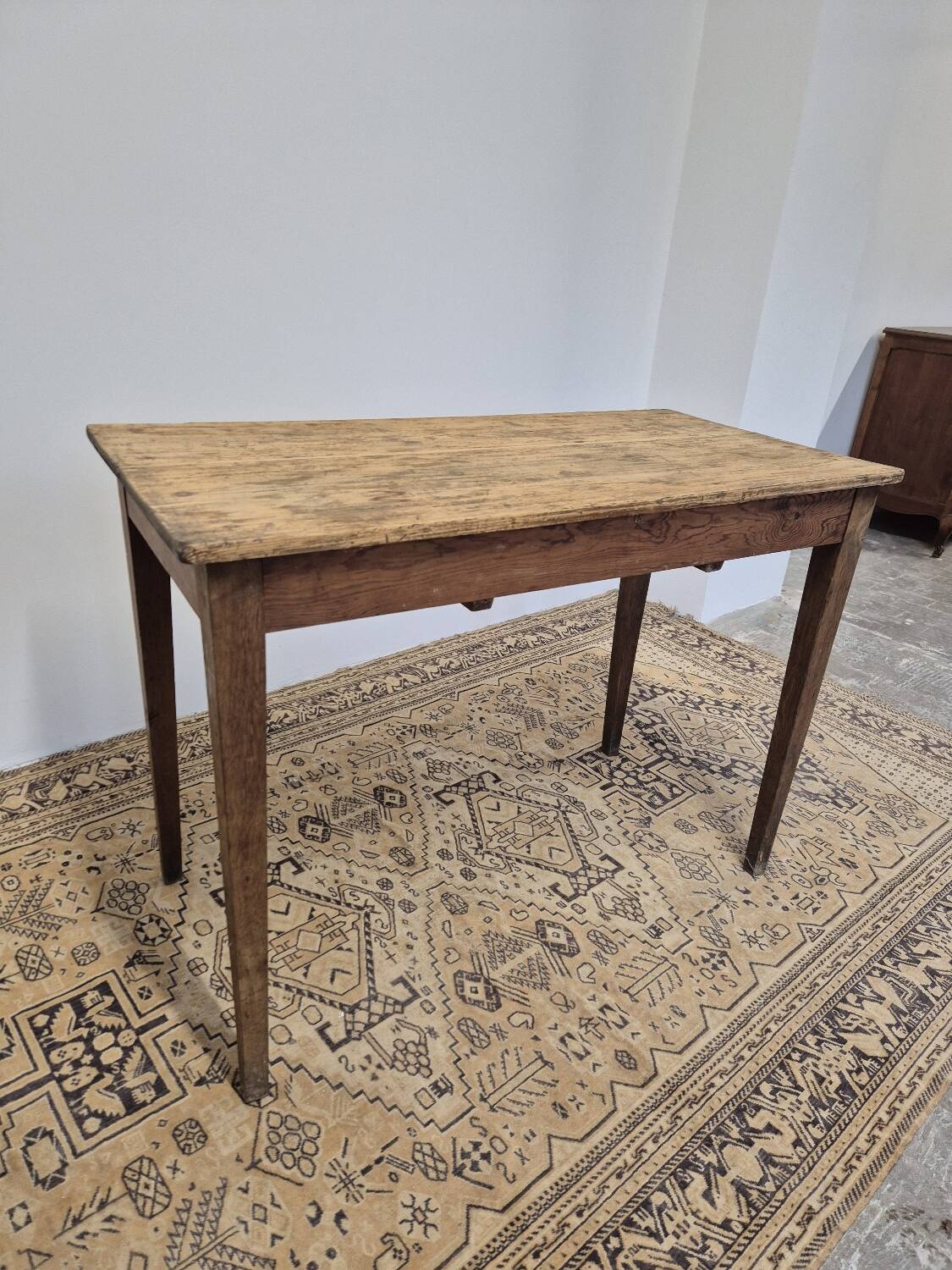 Rustic farmhouse table/desk in solid oak and antique fir 1950s