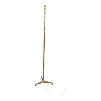 1950s bamboo floor lamp attributed to Maison Baguès in gilded bronze
