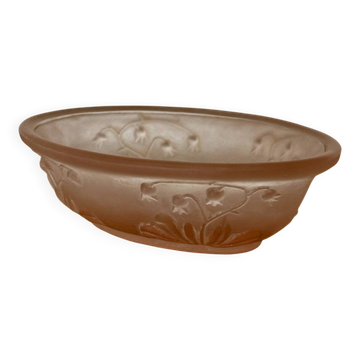Porte savon art déco verre moulé rose muguets