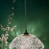 Suspension abat-jour vintage en verre travaillé - collection vaisselle -