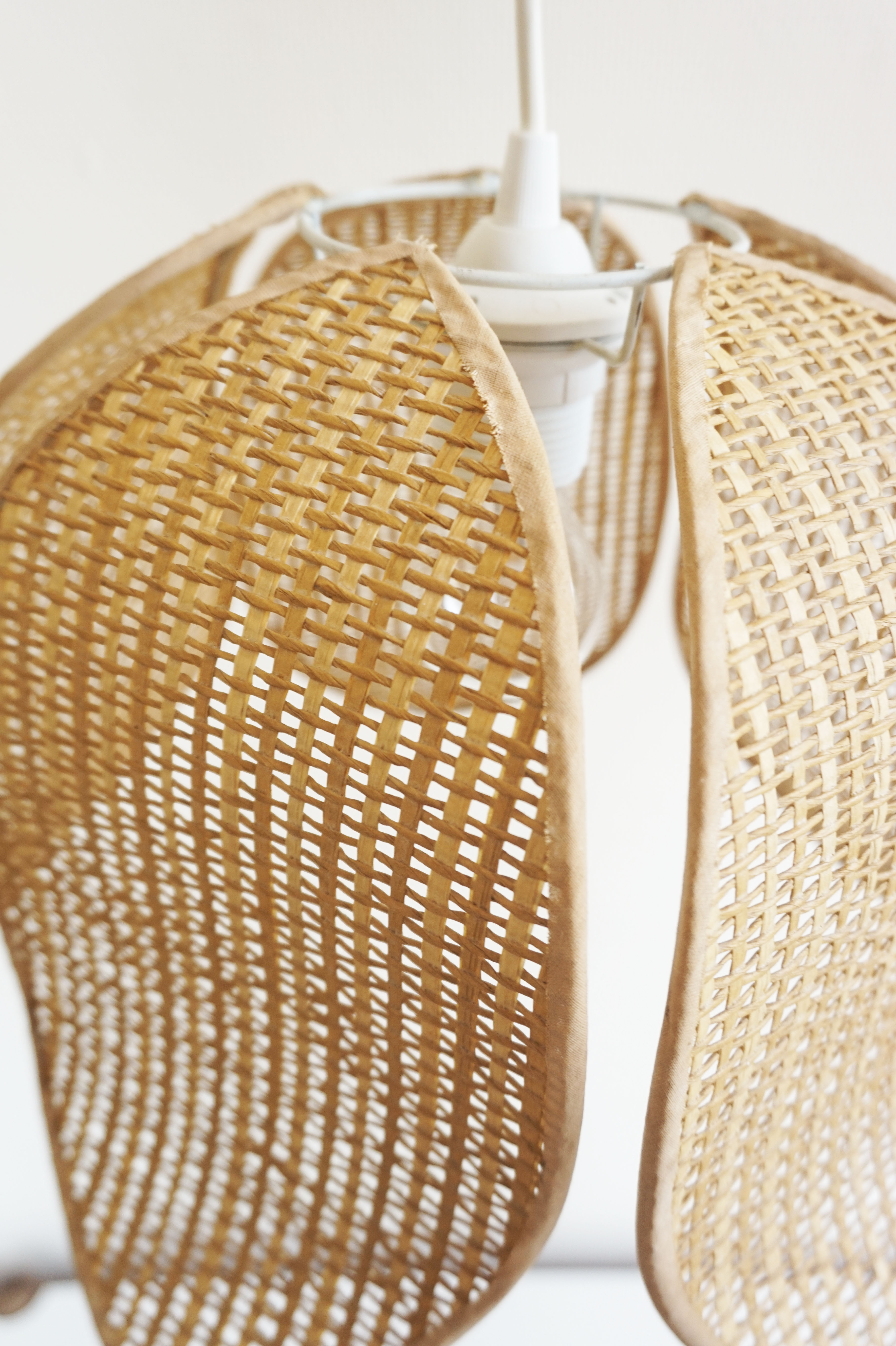 Braided rattan flower hanging lamp