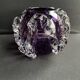 Gros vase boule à base plane en verre soufflé violet et blanc