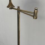 brass floor lamp with articulated reading arm 1970 and its red lampshade