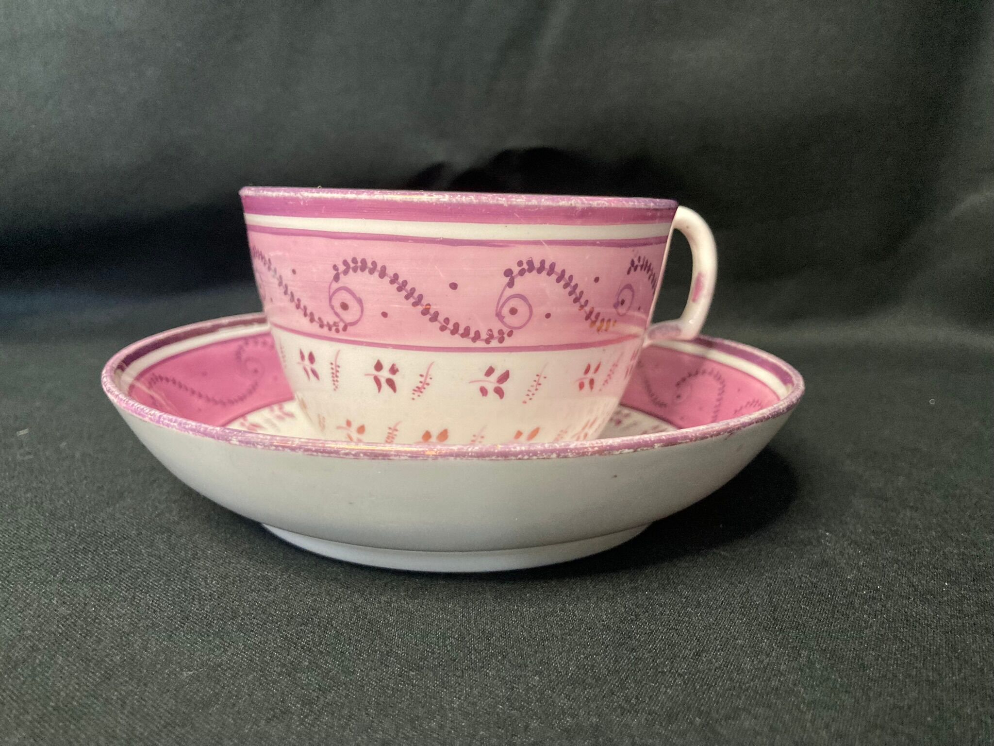 Old pink porcelain tea cup late nineteenth century
