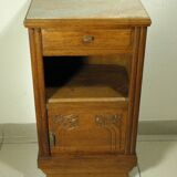 Art Deco oak and marble bedside table