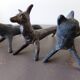 8 antique tin animal knife holders