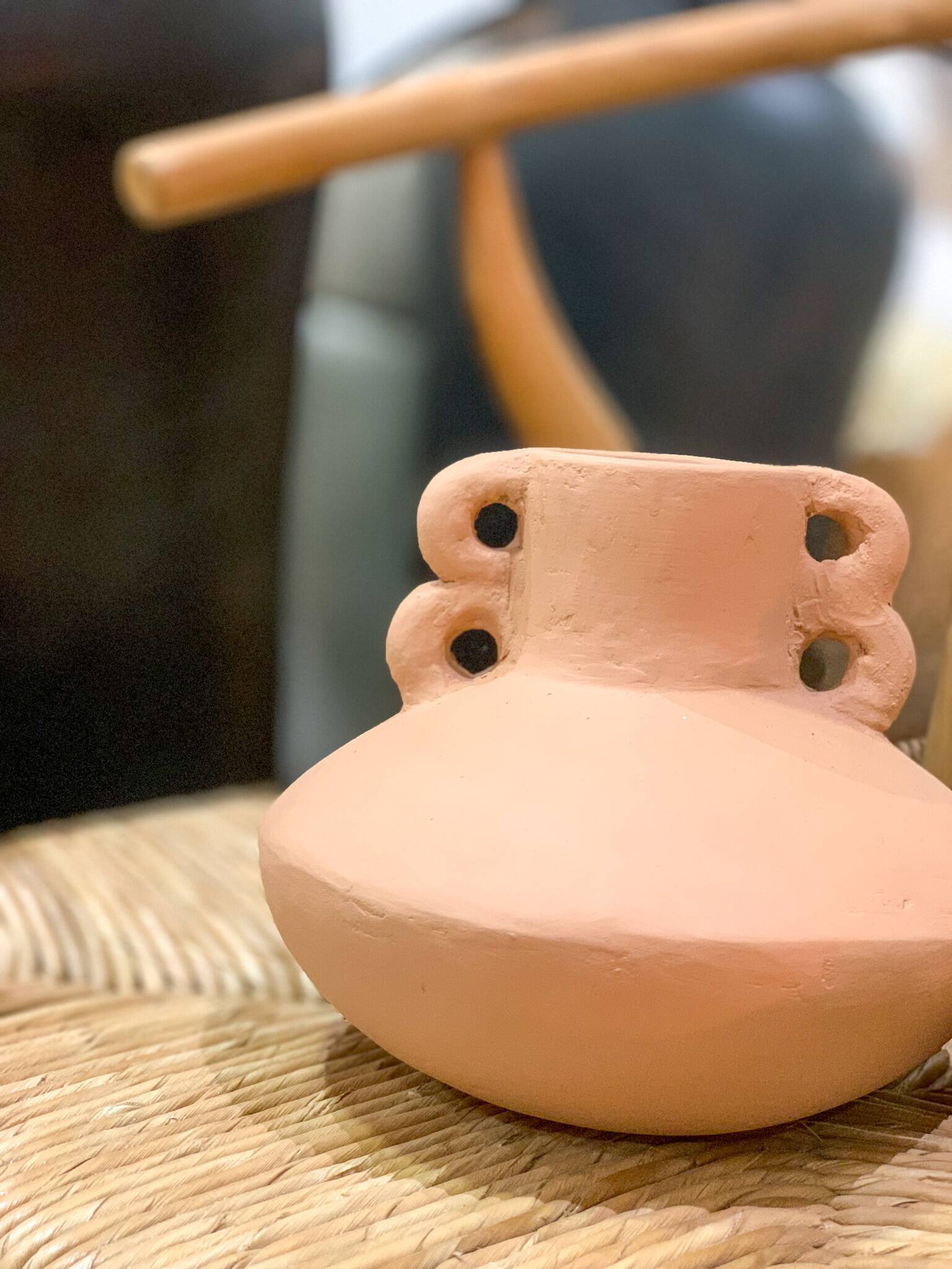 Terracotta vase with terracotta handles