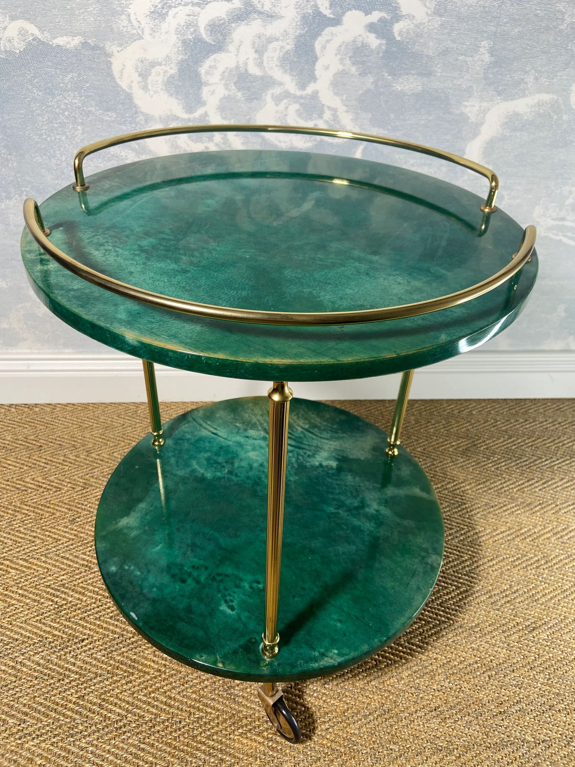 Small emerald green side table ALDO TURA, Italy 1960s