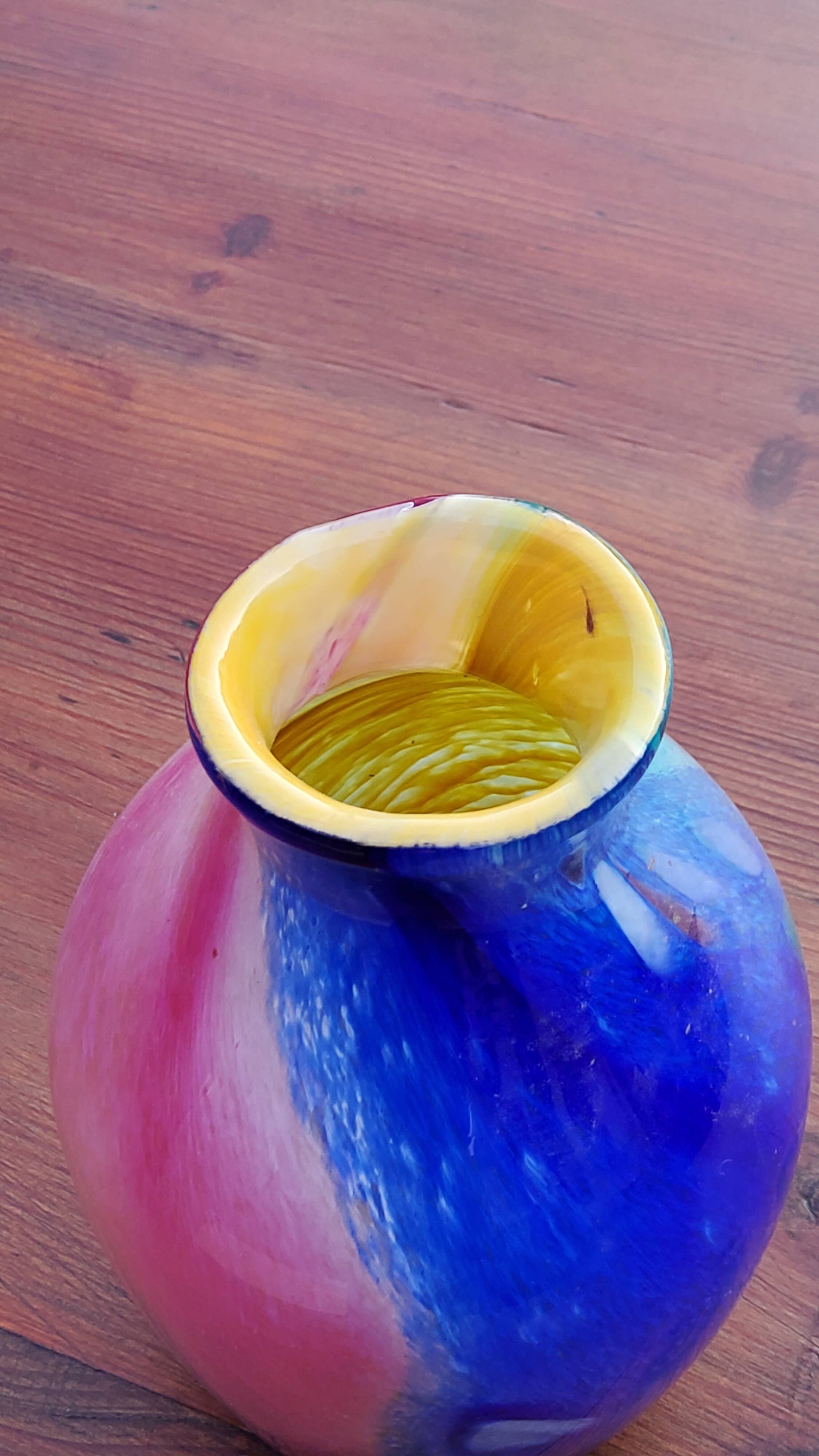 Multicolored Murano blown glass vase from the 70s