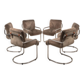 Fauteuils en Astro Chrome et Suède Taupe de Guido Faleschini pour i4 Mariani