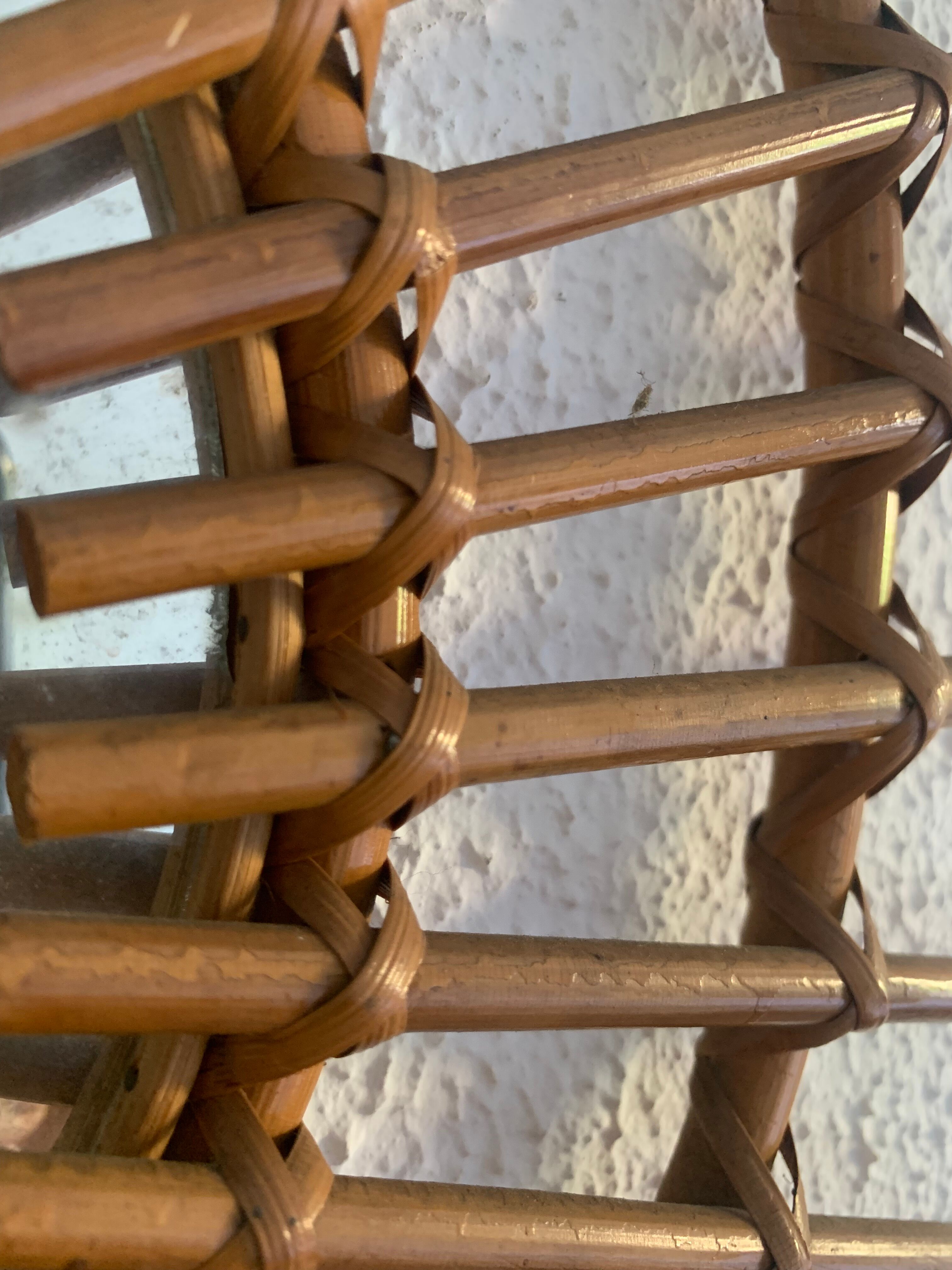 Vintage mirror 1960 rattan wicker sun - 55 cm