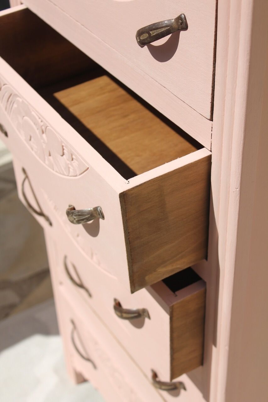 Chiffonnier rose poudré art déco