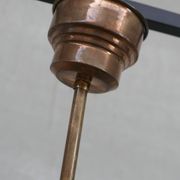 Suspension en laiton et en verre de style holophane du milieu du siècle