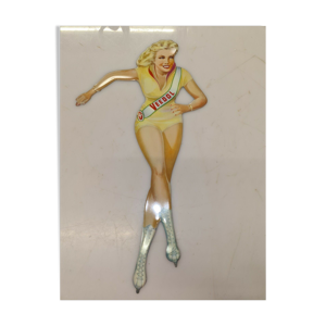 Plaque publicitaire pin up Veedol