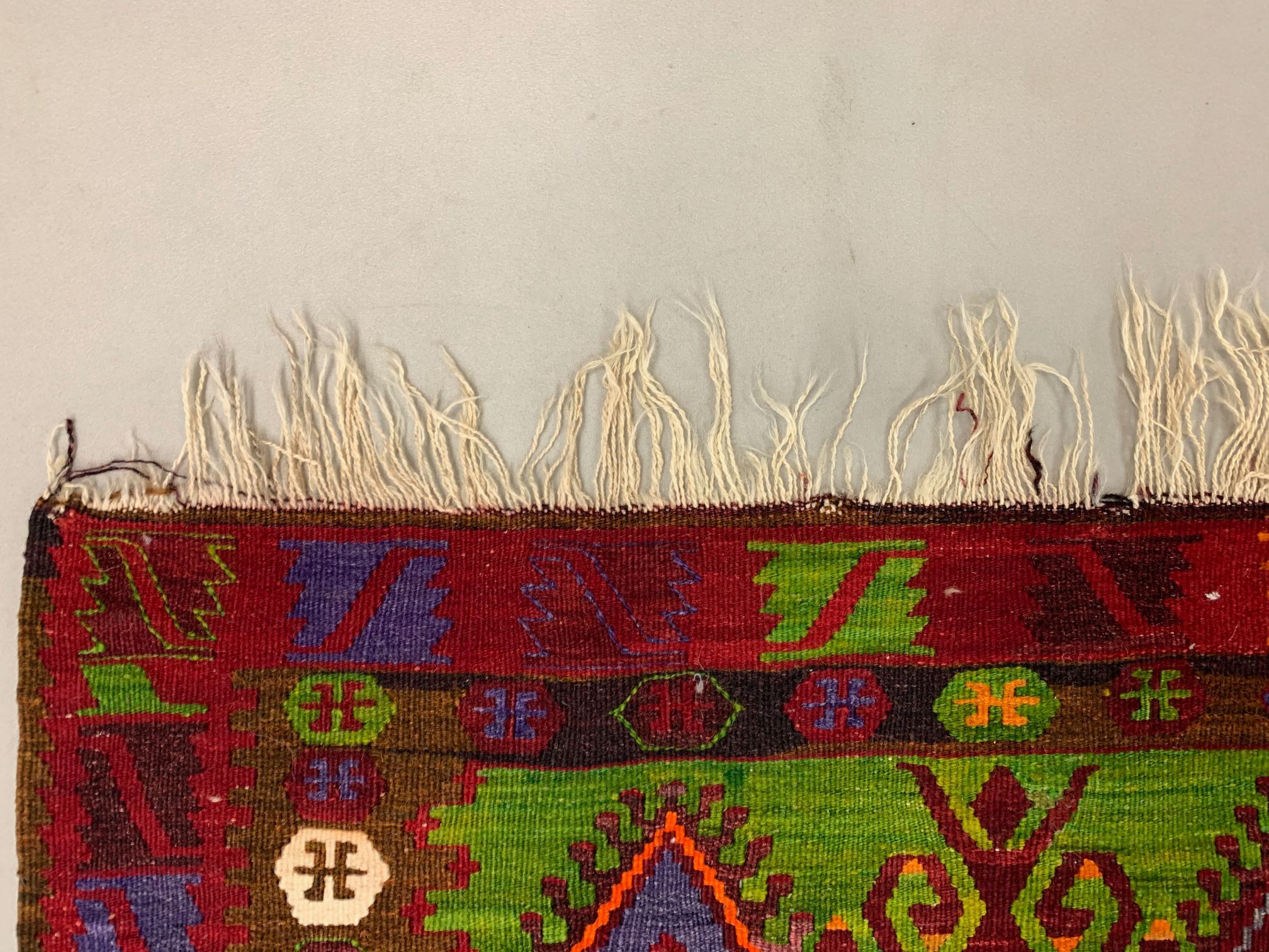 Small Vintage Turkish Kilim 172x92 cm Wool Kelim Rug Red Black Pink Blue Green