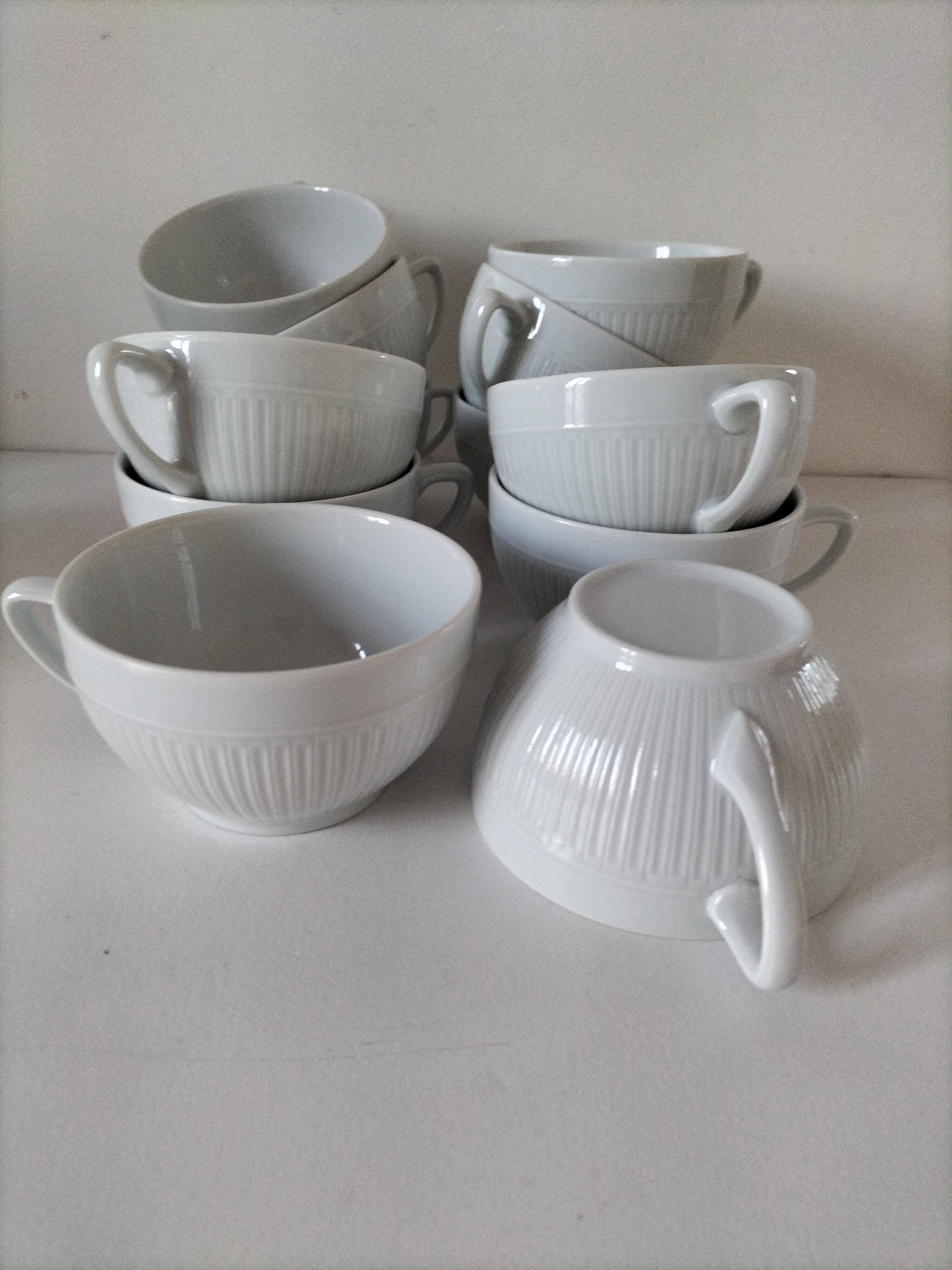 12 White Porcelain Cups