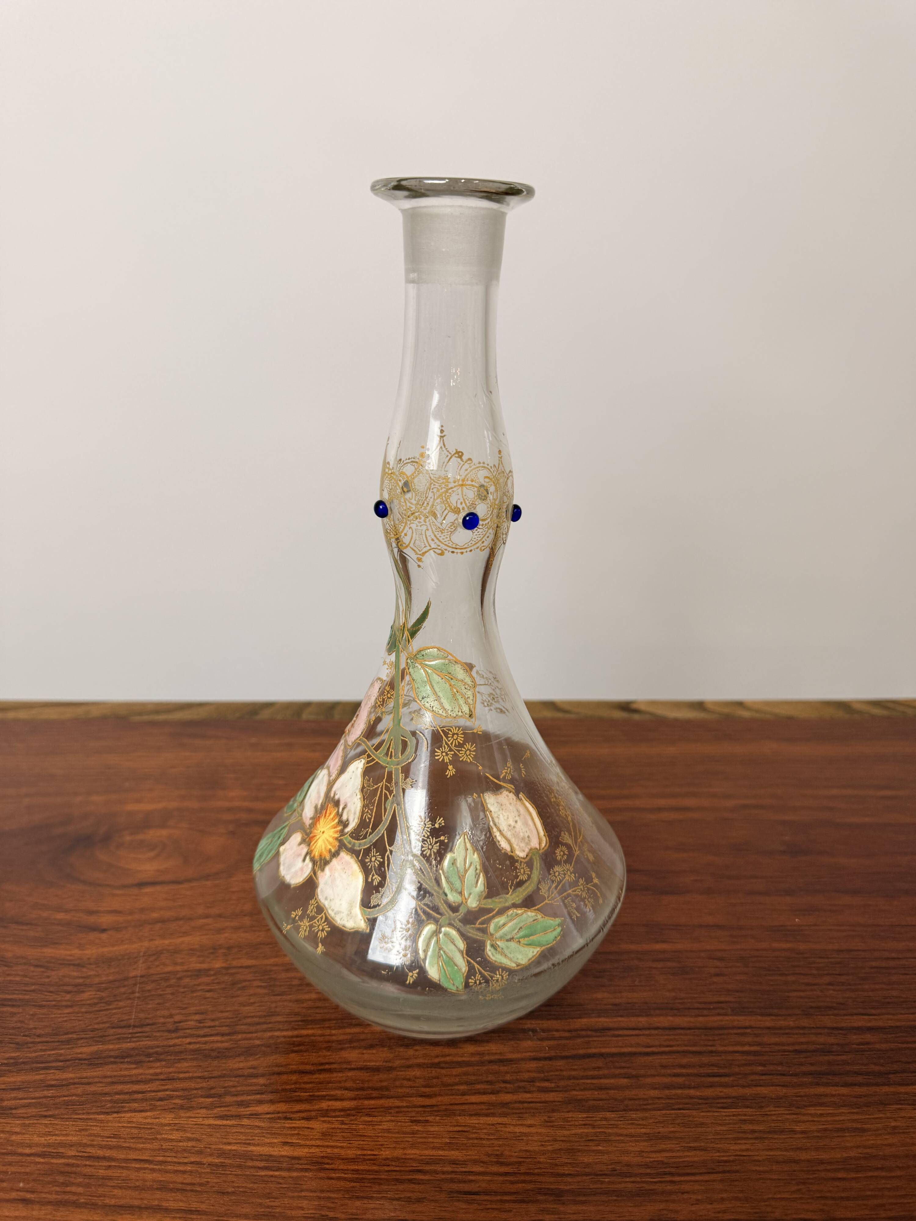 Antique Legras carafe – Enamelled glass with floral decoration – Art Nouveau