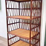 Vintage rattan bookcase shelf