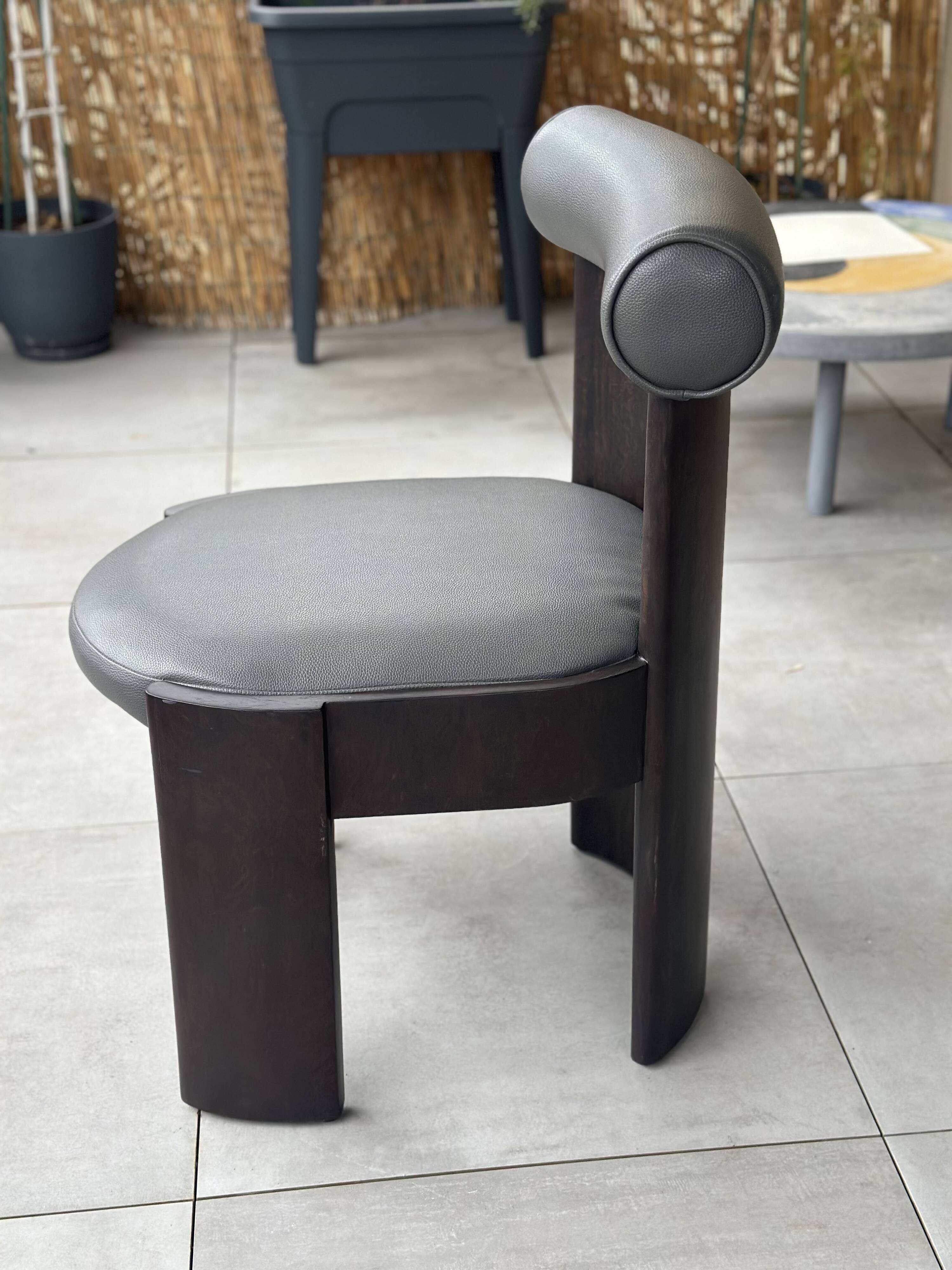 Set of 2 TAHANAN chairs in solid wood and leather, handmade Philippine design.