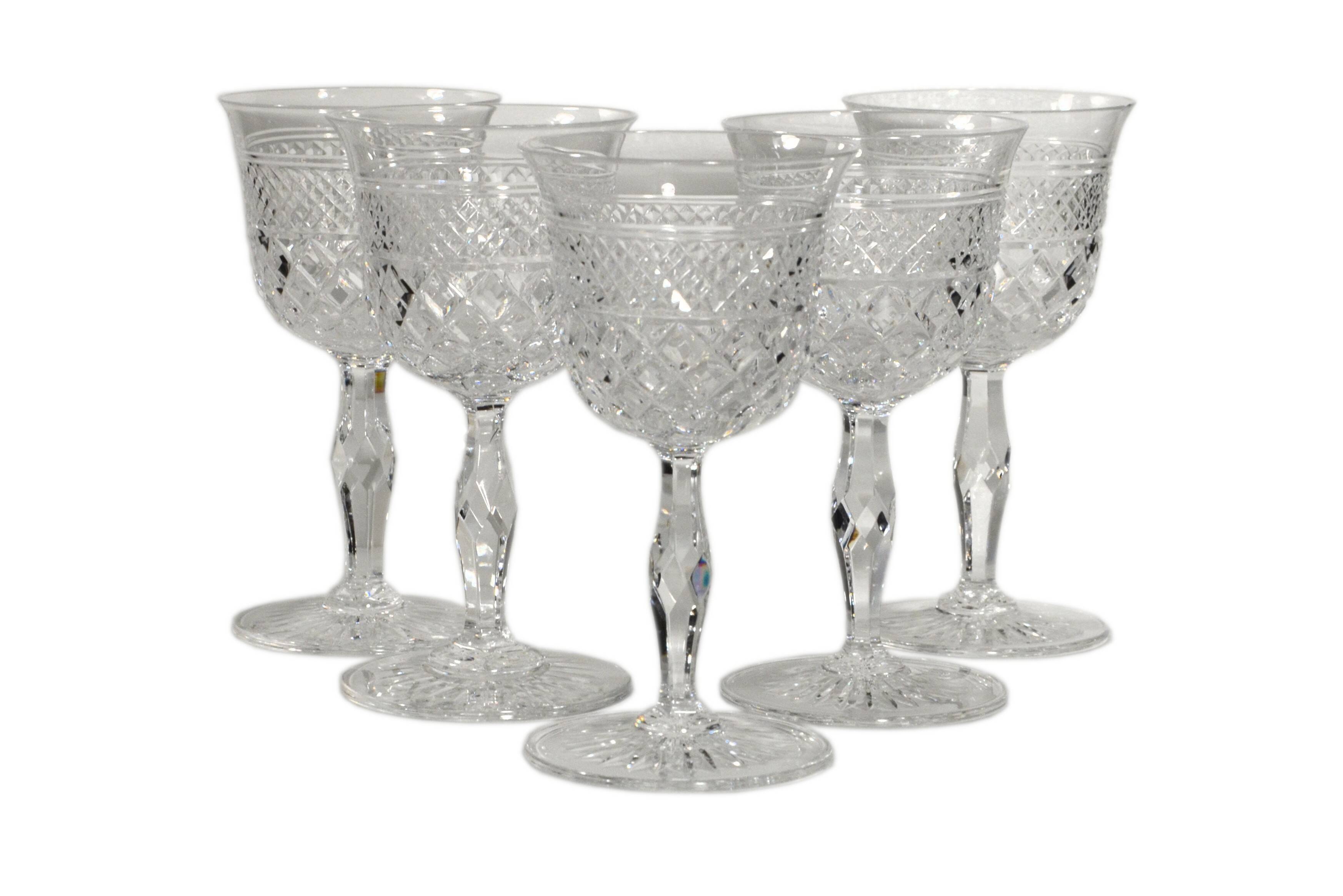 Hand-blown and hand-cut crystal wine glass, Josair, 1960