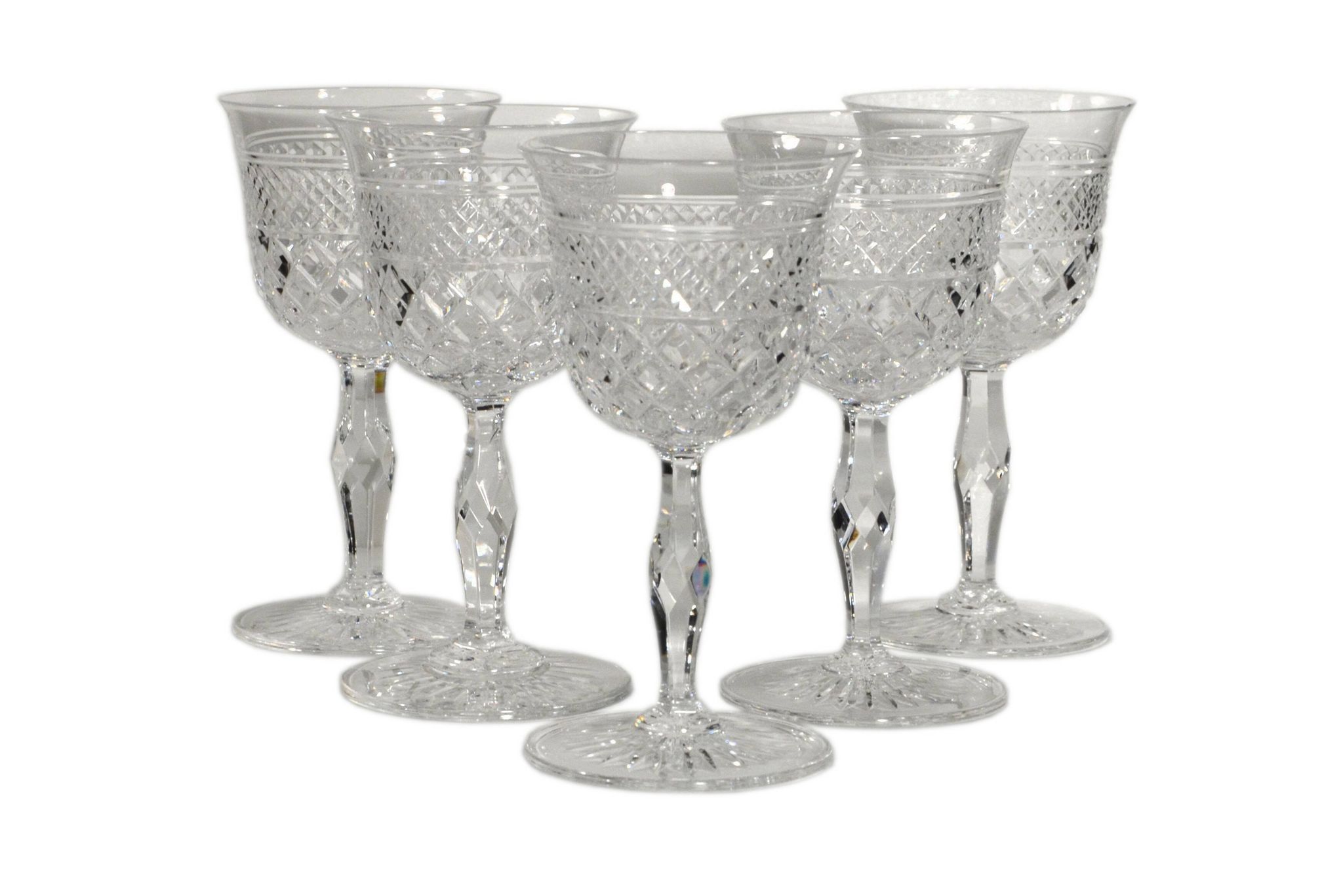 Hand-blown and hand-cut crystal wine glass, Josair, 1960