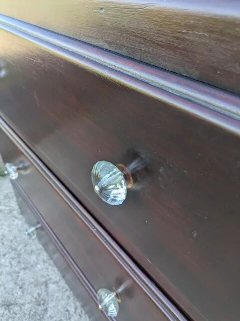 1950s chest of drawers in dark beech.