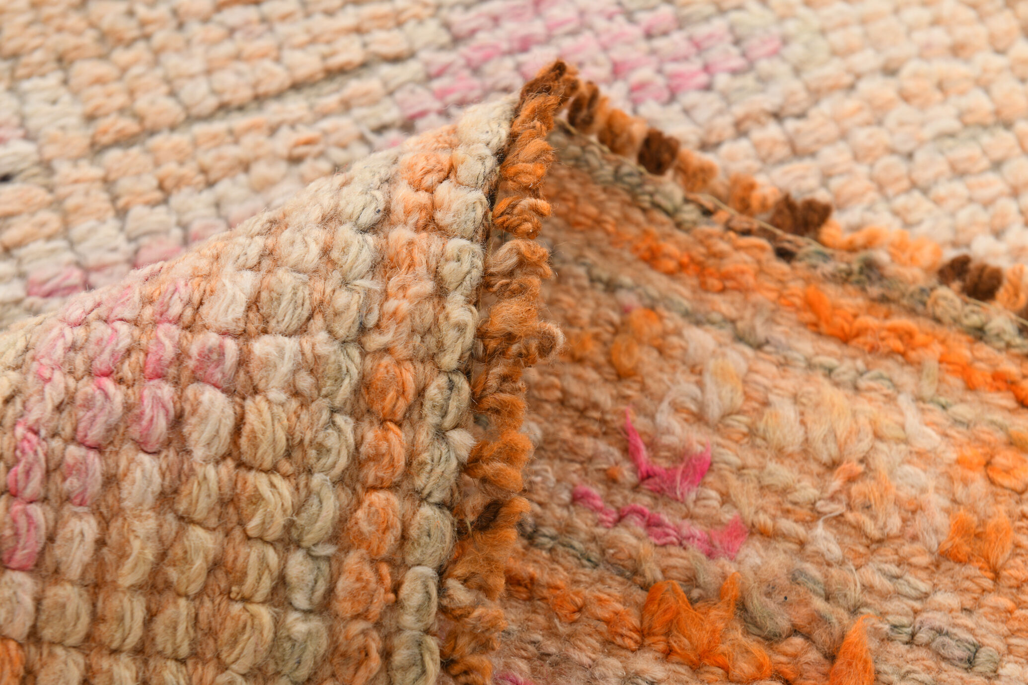 3x13 pale pink & orange turkish runner rug 82x403cm