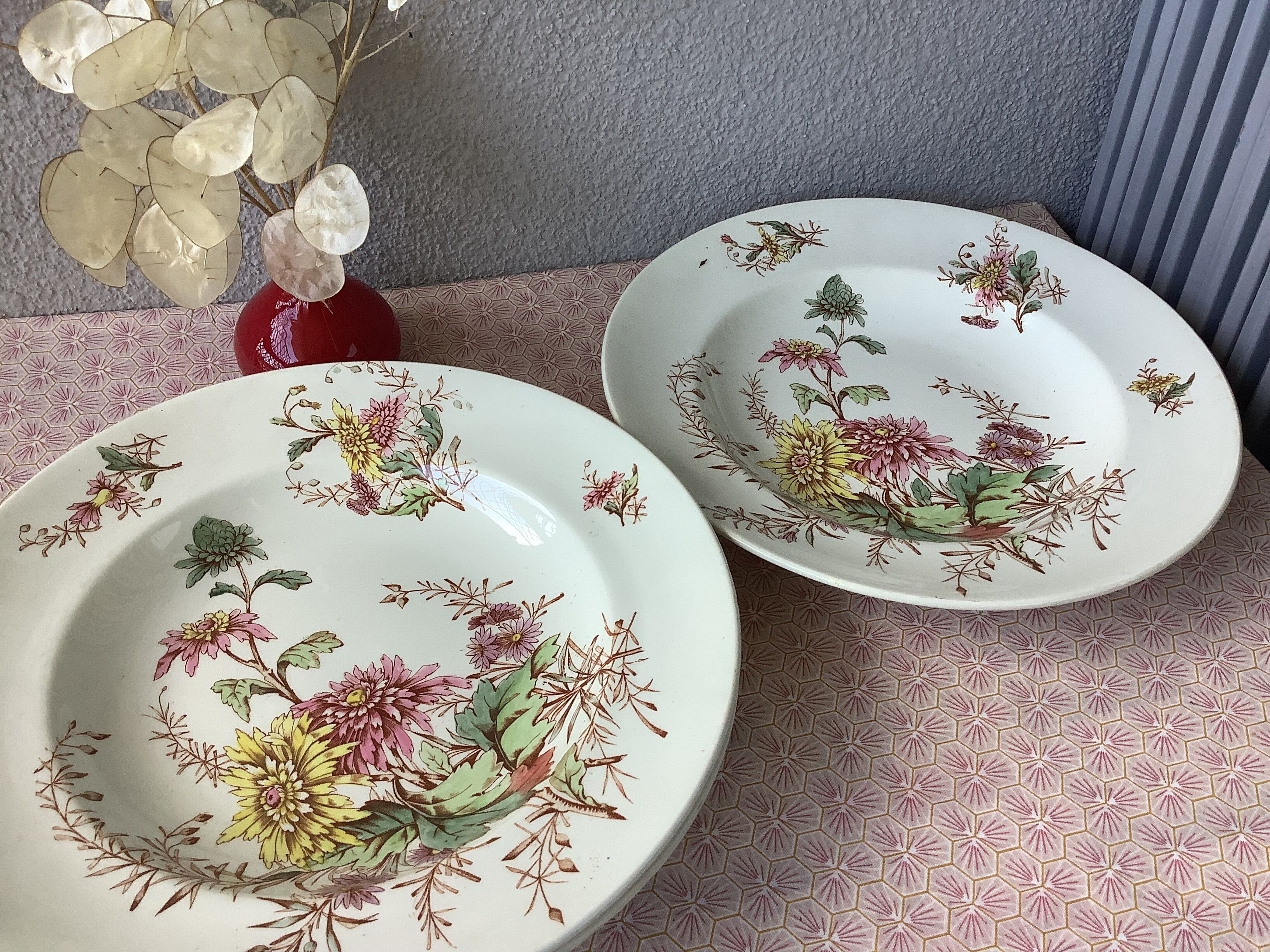 Assiettes Lunéville Keller & Guérin XIXème terre de fer