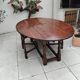 Antique large Gateleg table from the 16th century, oak with marquetry of a rose of the winds.