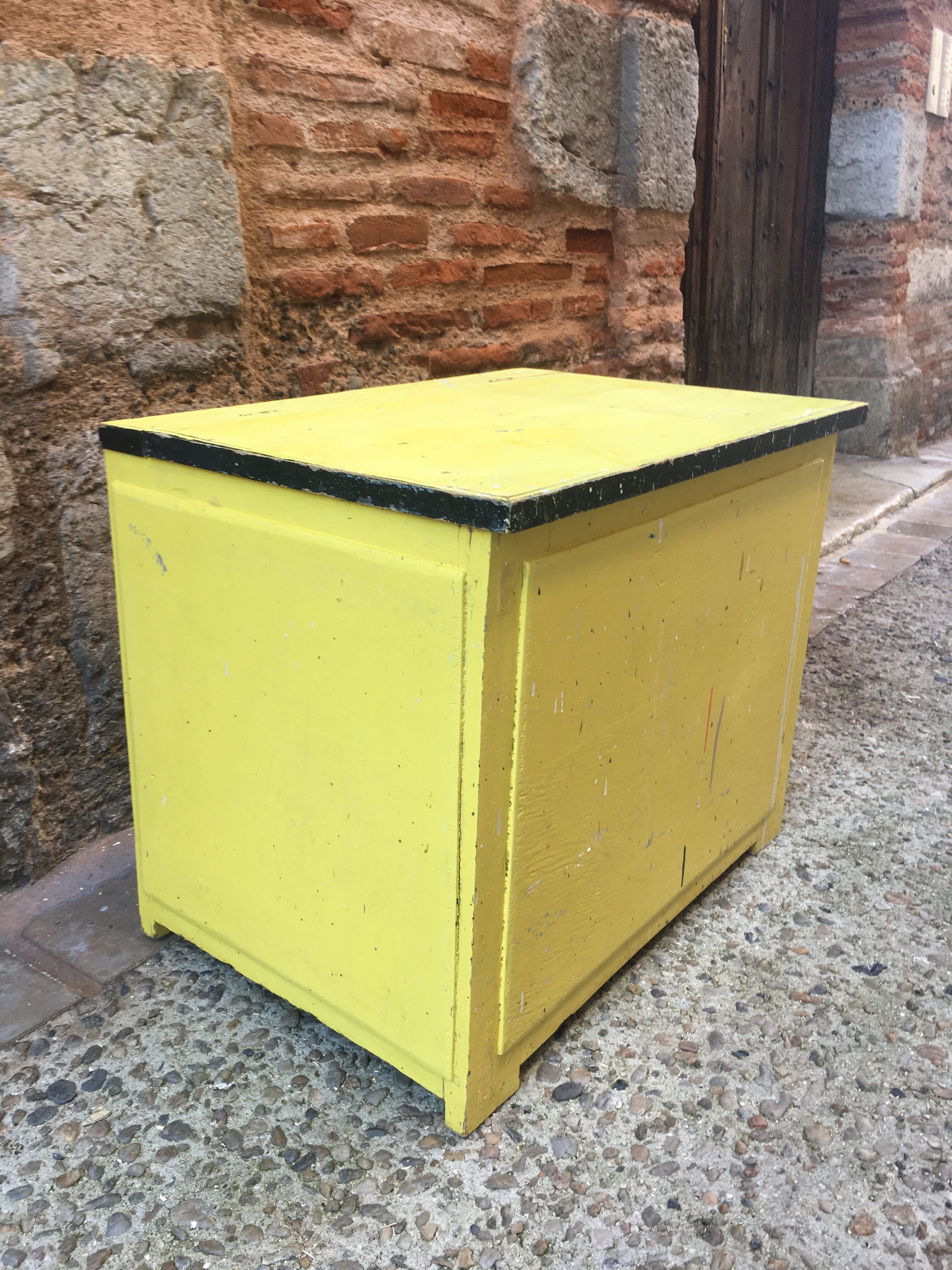 Yellow wooden chest