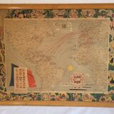 Carte des lignes compagnie générale Transatlantique 1959 encadrée