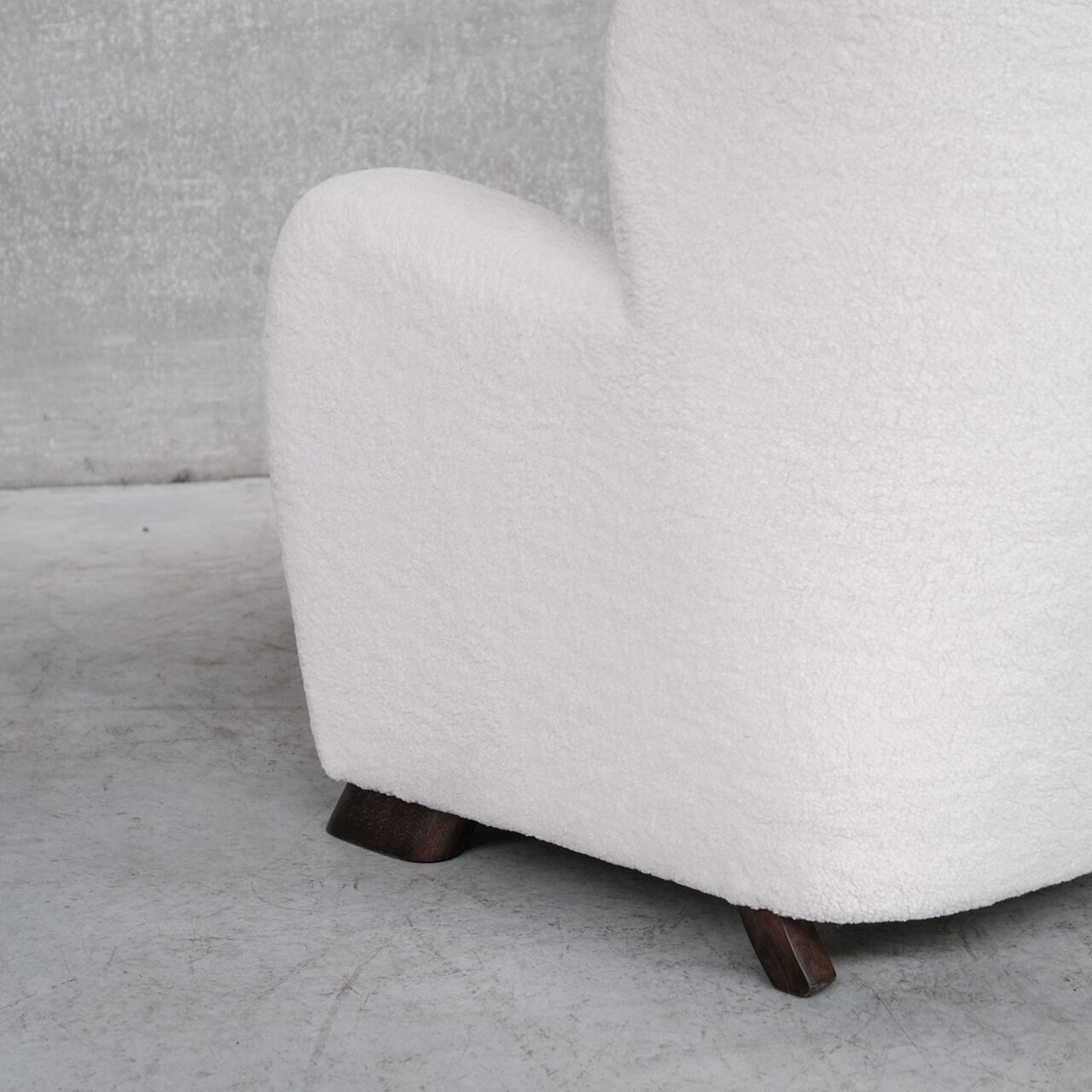 Pair of white boucle danish mid-century armchairs