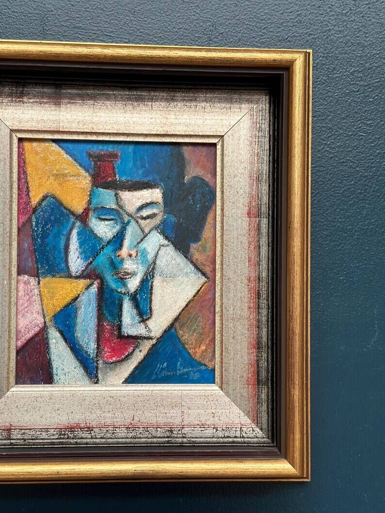 Original Finnish Oil on Panel – “Face” by Christian Immonen – Signed – Dated 1990 – Vintage & Framed
