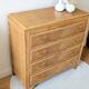 Commode vintage rénovée, chêne blond, pieds compas, années 50 60