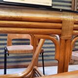 Dining table in rattan and glass 1960