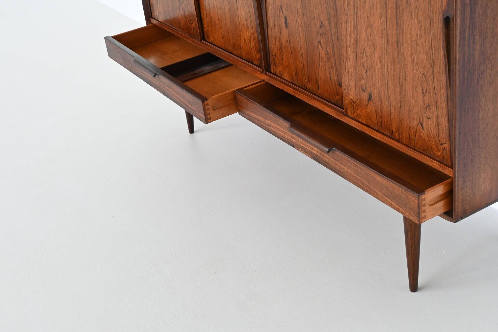 Gunni Omann highboard model 13 in rosewood Omann Jun Denmark 1960