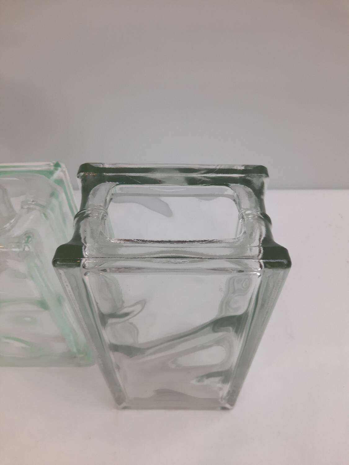 3 vintage glass brick vases